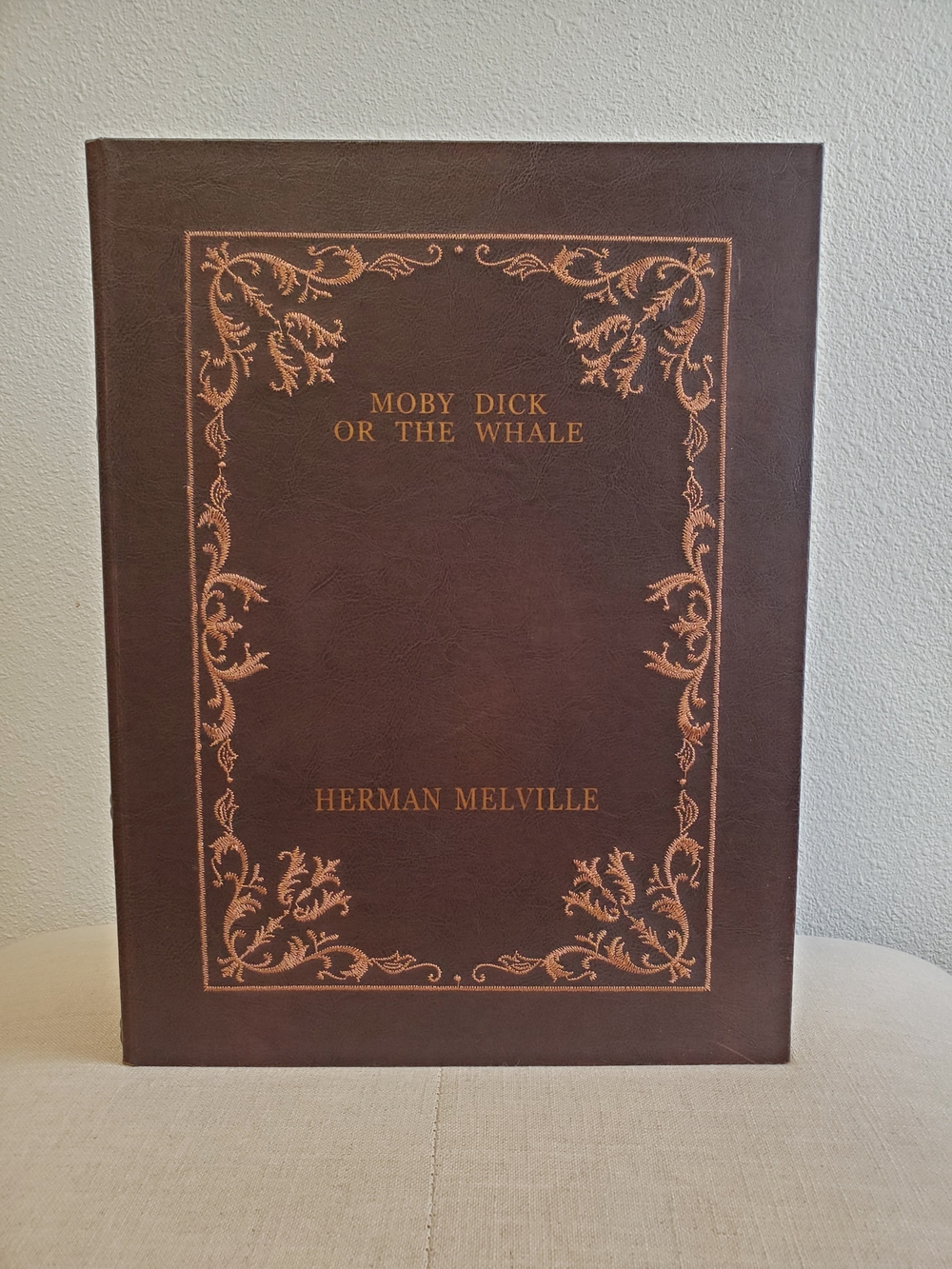 Moby Dick Or The Whale Faux Wood Decorative Storage Book Box. Embroidered!